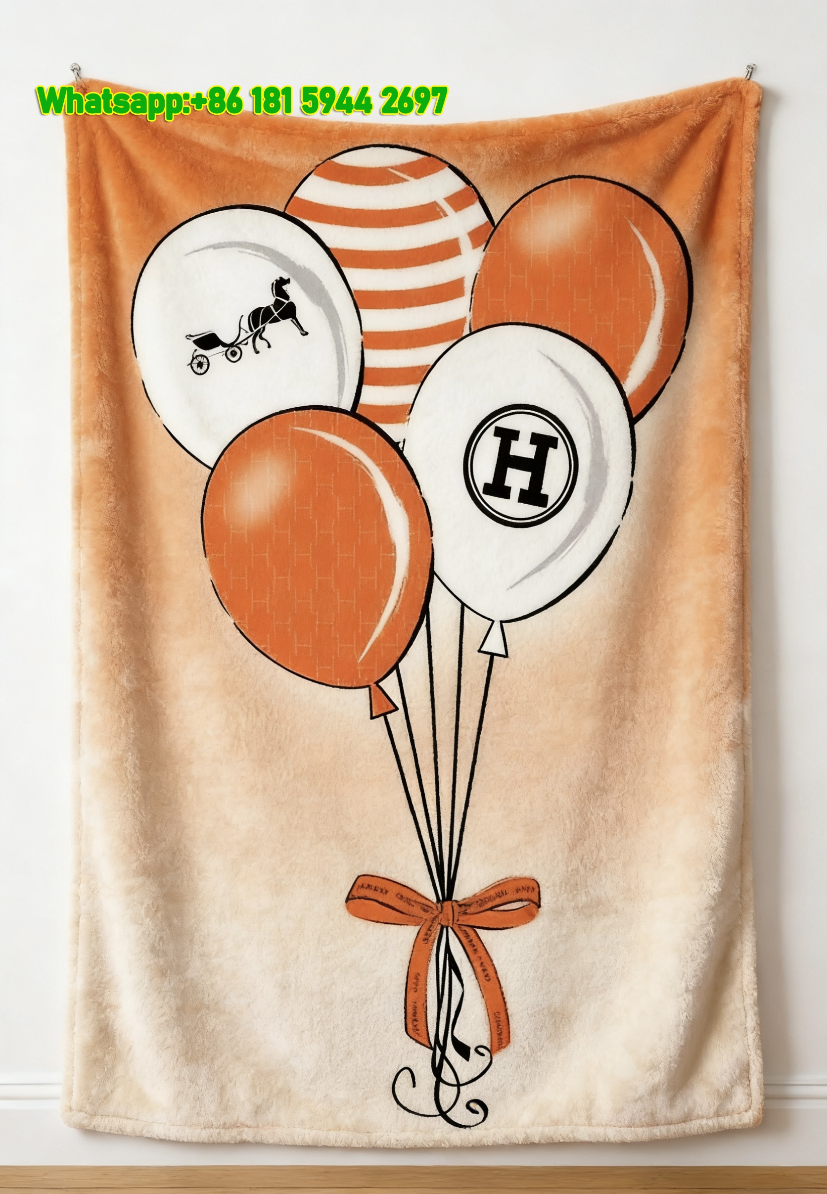 Hermes Luxury Fashion Art Flannel Throw Blanket Wall Hanging IMG_5331